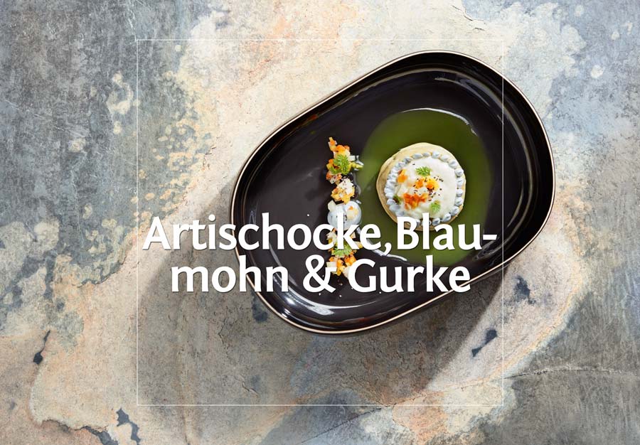 Das Kochbuchrezept: Artischocke, Blaumohn und Gurke