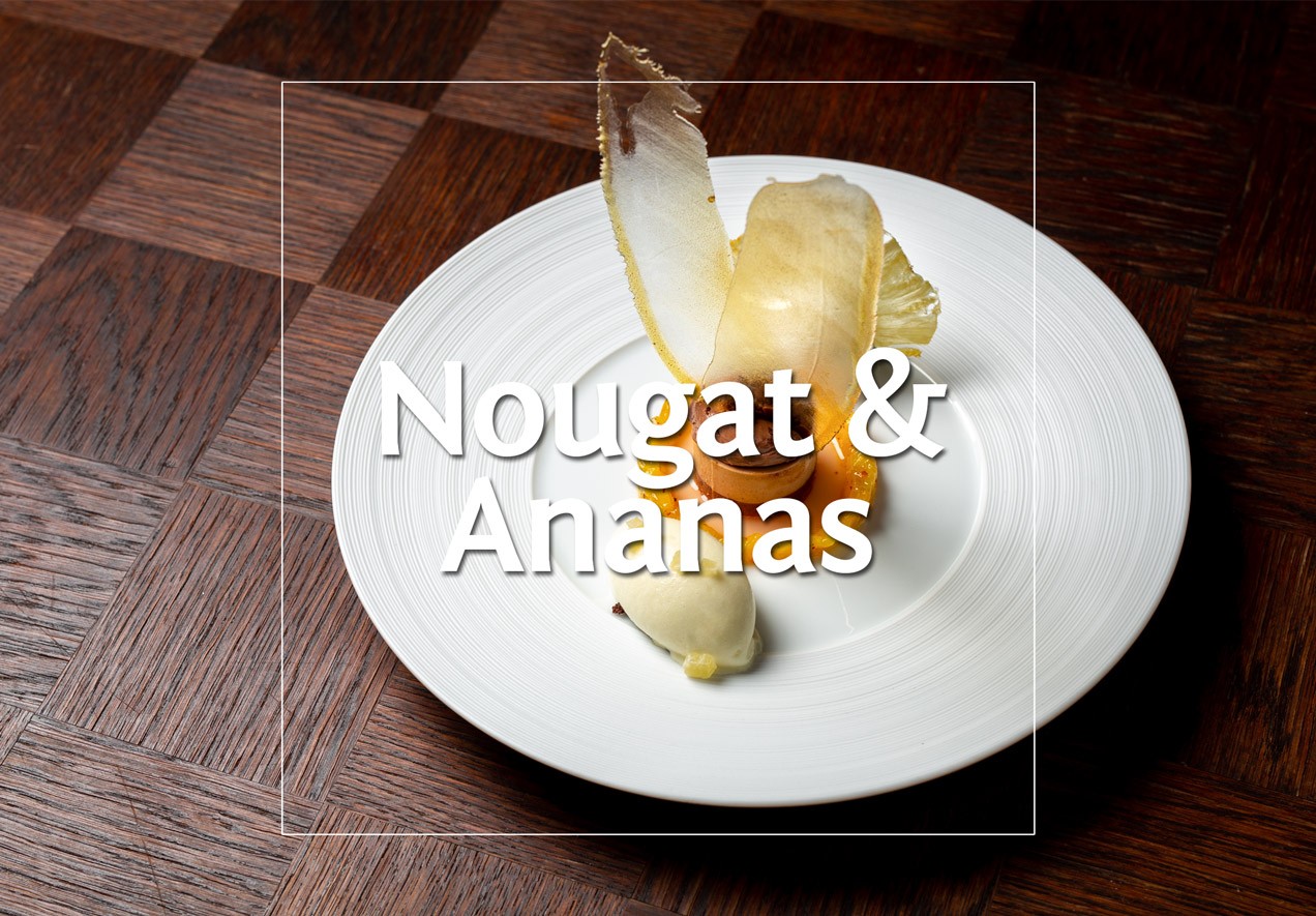Nougatmousse mit Ananassorbet von Alexander Müller
